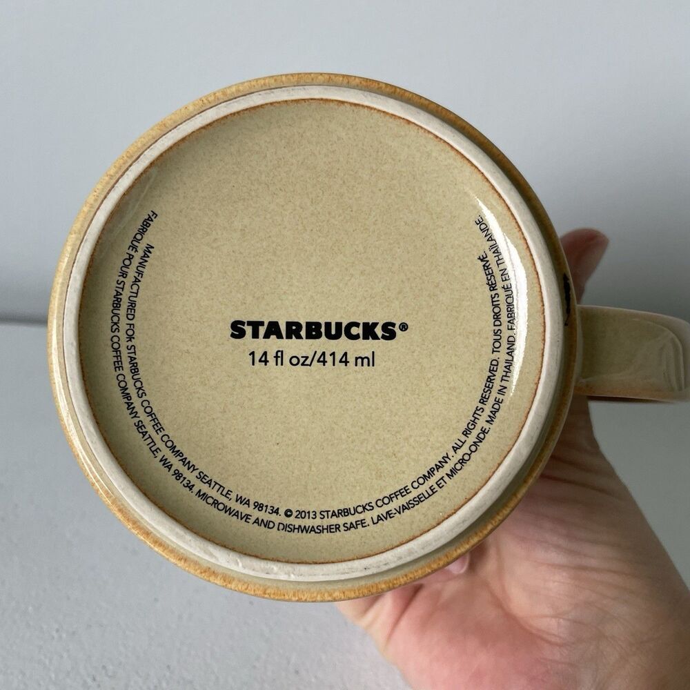 Starbucks Coffee Tea Cup Mug Etched Leaves Tan Brown 14 fl. oz. Drinkware - Picture 3 of 7